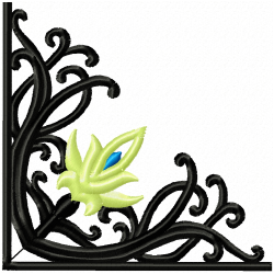 Floral Filigree Corners Embroidery Design 9